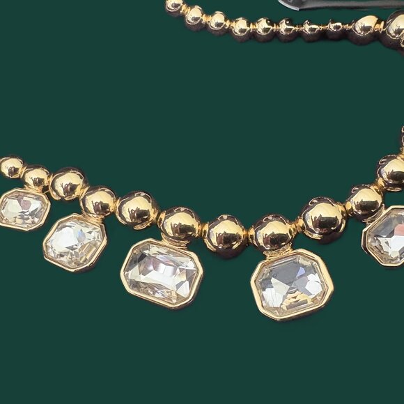 Aqua Gold Large Rhinestone Necklace NWT - Picture 1 of 12